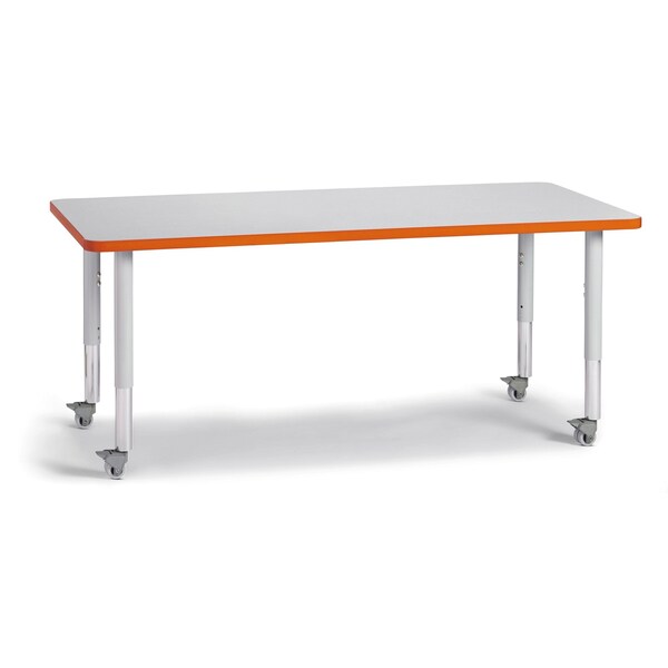 Berries Rectangle Activity Table, 30 in. x 60 in., Mobile, Freckled Gray/Orange/Gray